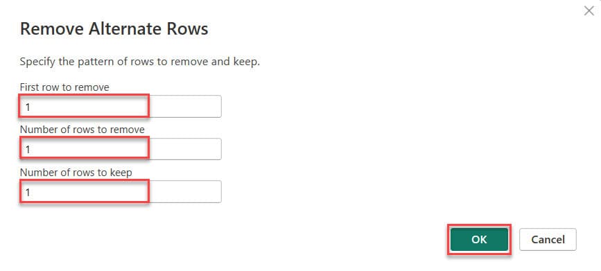 Remove Alternate Rows Power Query Editor