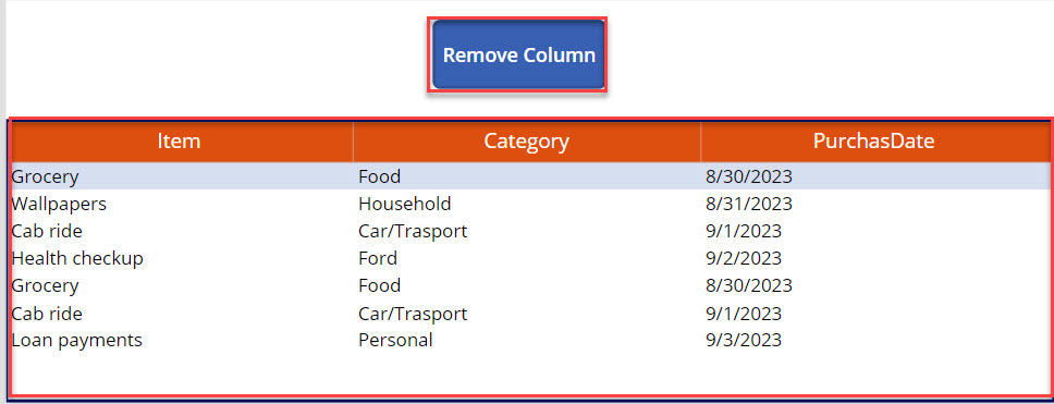 Remove an Unwanted Column from the Power Apps Collection