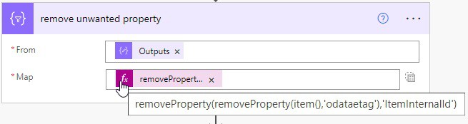 remove element @odata.etag and ItemInternalId from an object using Power Automate