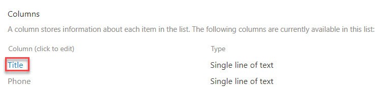 rename title column sharepoint list