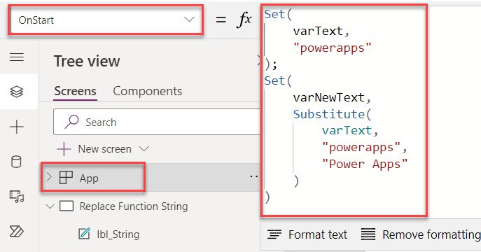 replace in power apps