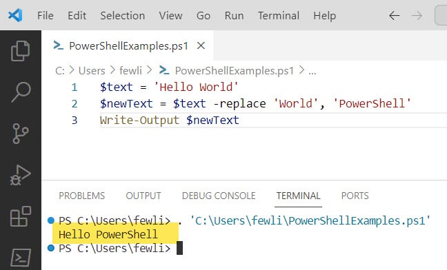 Replace String in PowerShell