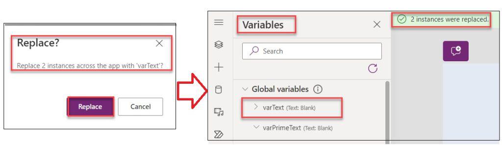 replace string powerapps