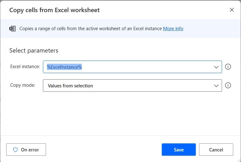 Retrieve data table column into list from excel using Microsoft Power Automate Desktop