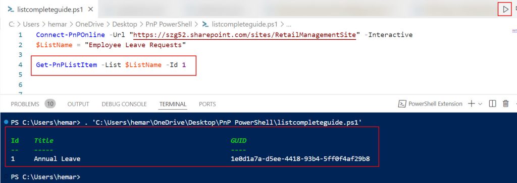 retrieve sharepoint list item using pnp powershell