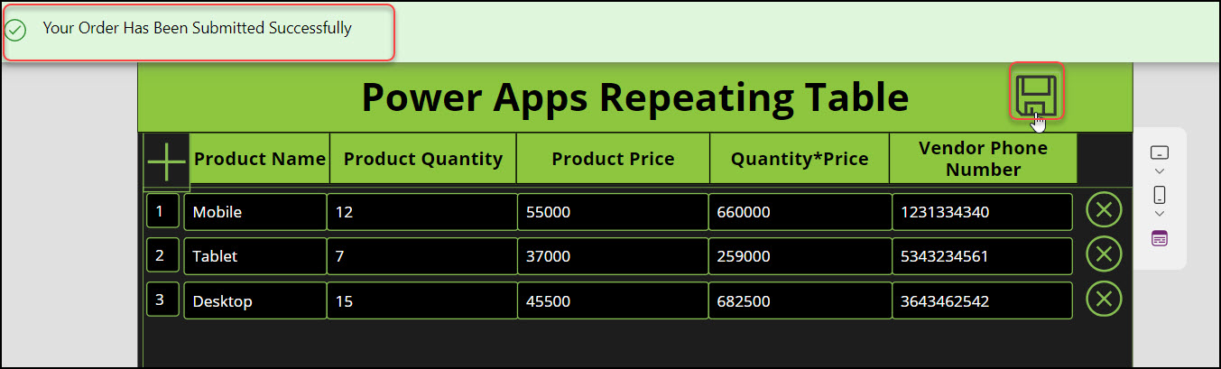 Save Power Apps Repeating Rows in SharePoint List