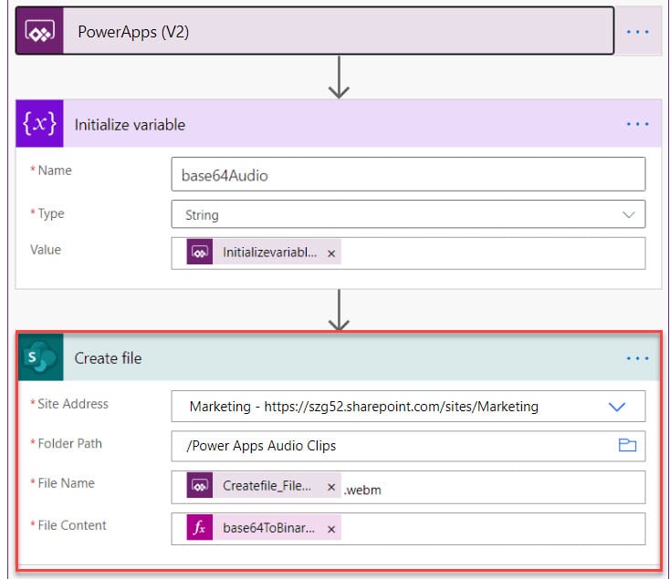 Saving Power Apps Microphone audio to SharePoint