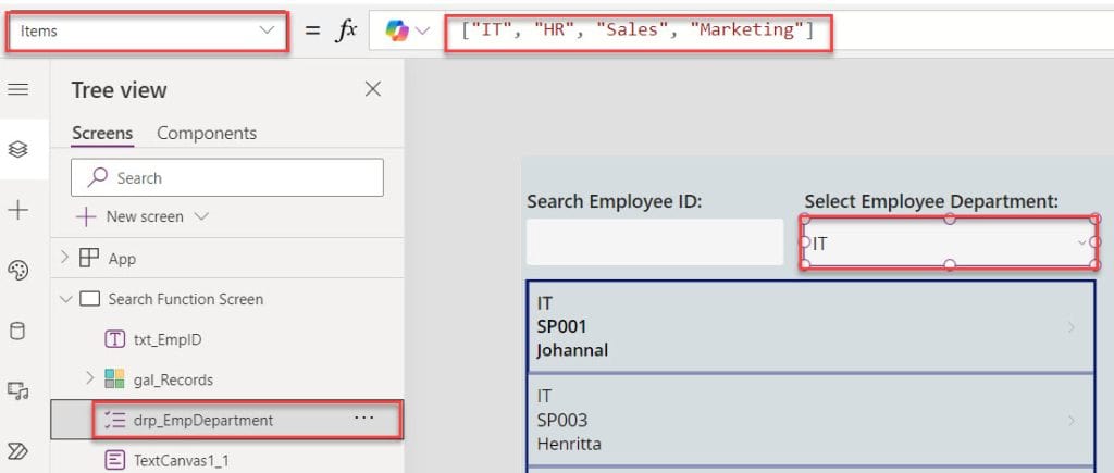 search function in power apps