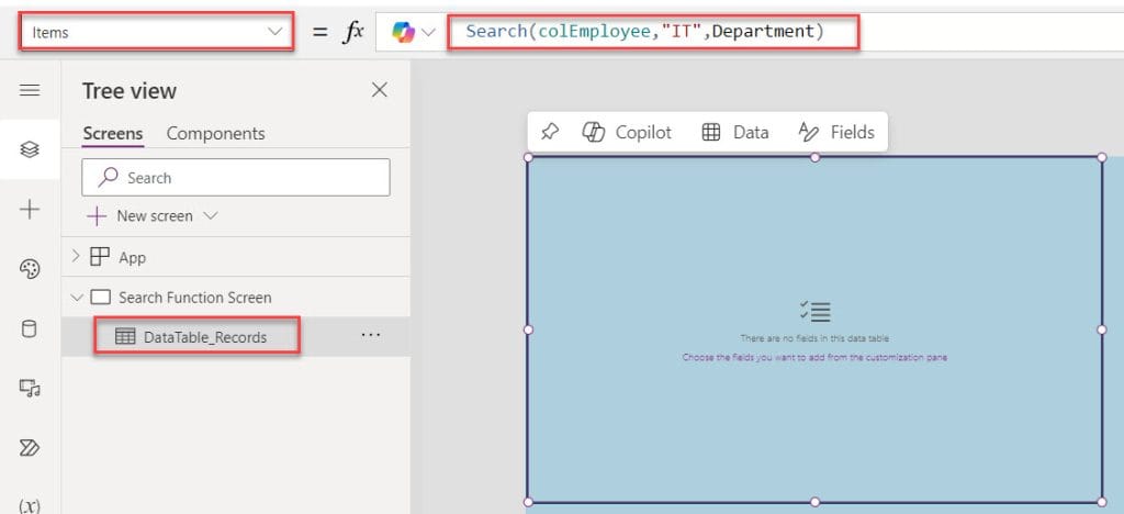 search in powerapps