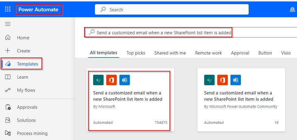 send an email when a new item is created in a sharepoint list