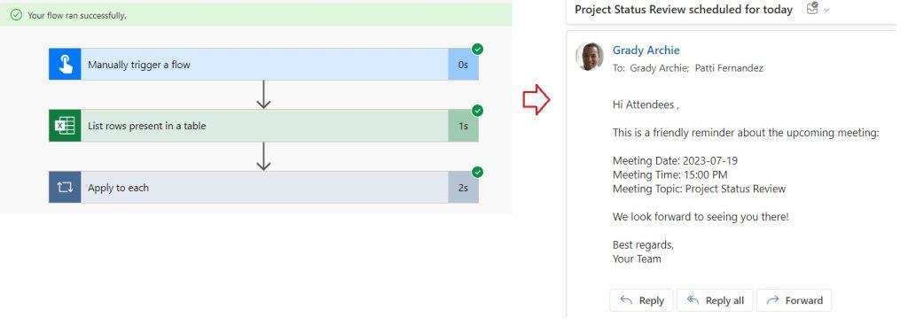 send email from excel file Microsoft Power Automate