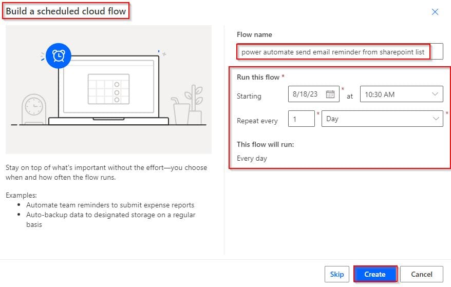 power automate send email based on date in sharepoint list