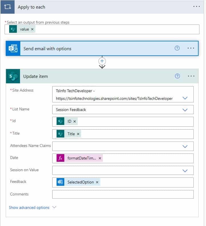 send email with options using Microsoft power automate