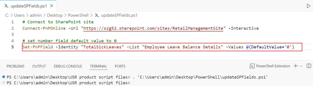 set default value for a list column using powershell script