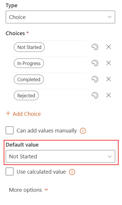 set default value for sharepoint list choice field using pnp powershell