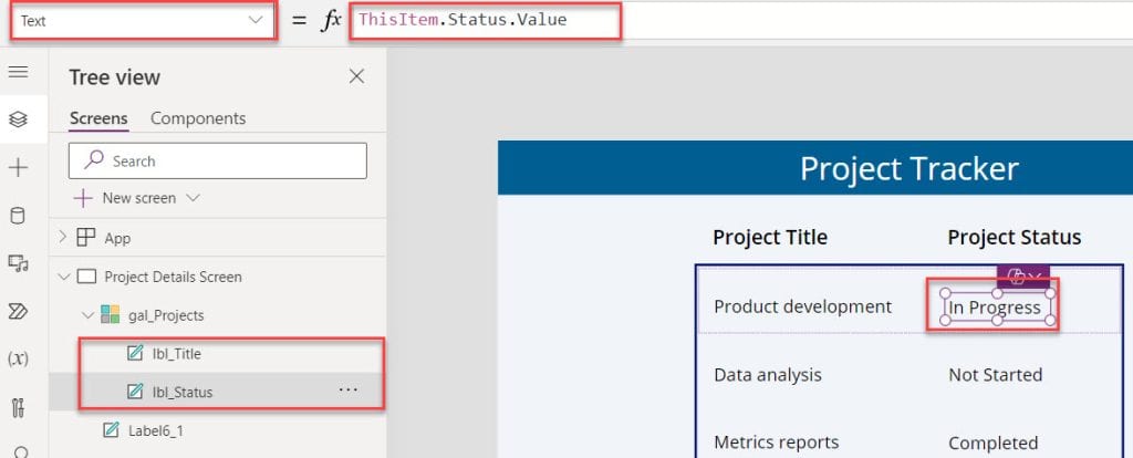 Set Power Apps data table default selected row