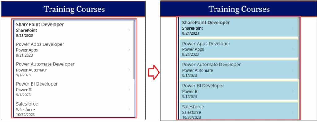 Set Up Gallery Border Between Items in Power Apps