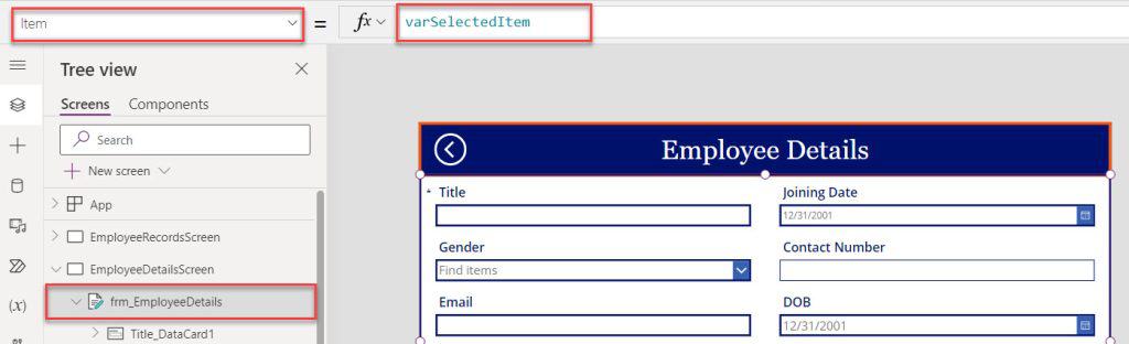 set variable in power apps gallery using onselect