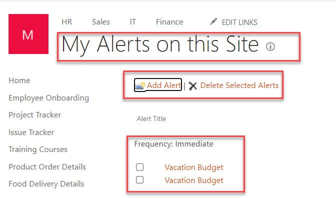 sharepoint alert me