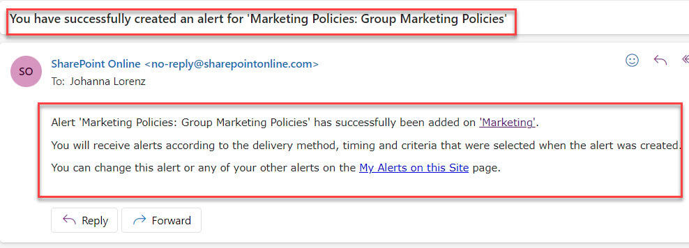 sharepoint alerts for other users