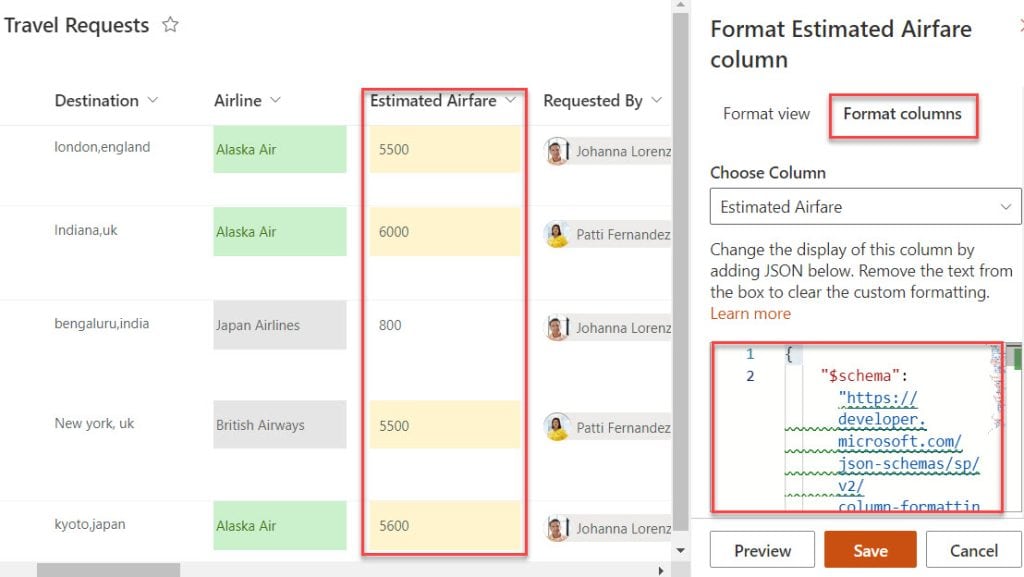 sharepoint json