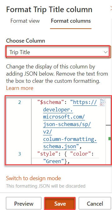 sharepoint json formatting