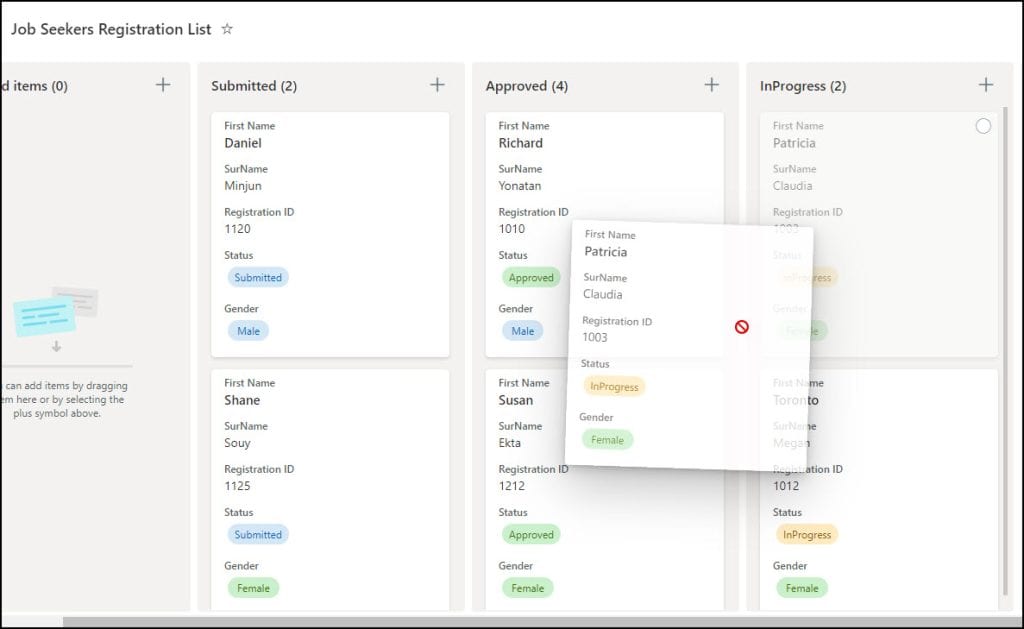 sharepoint list board view formatting