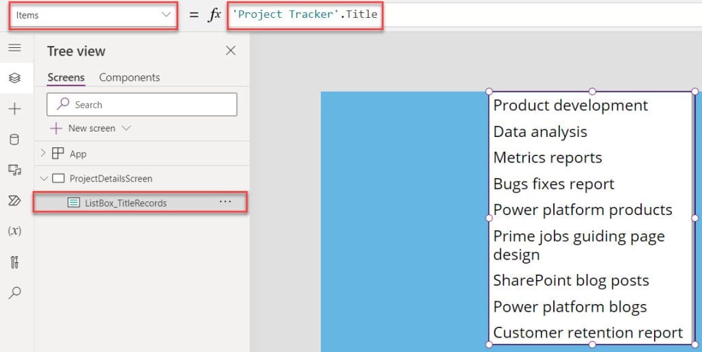 sharepoint list box control