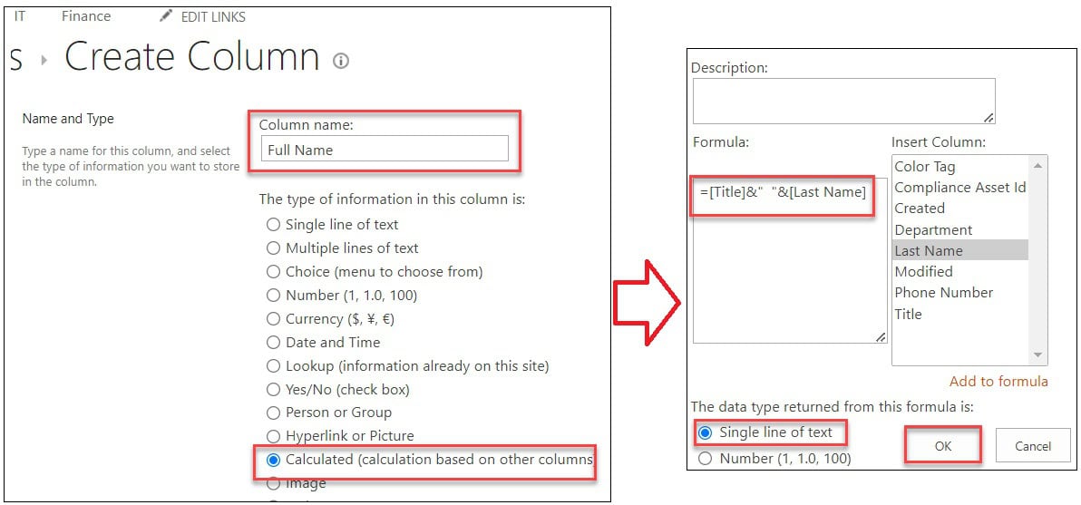 sharepoint list calculated column