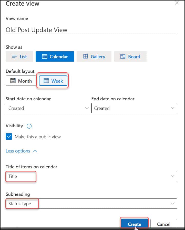 sharepoint list create view