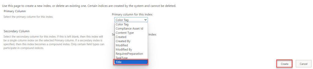 sharepoint list indexing