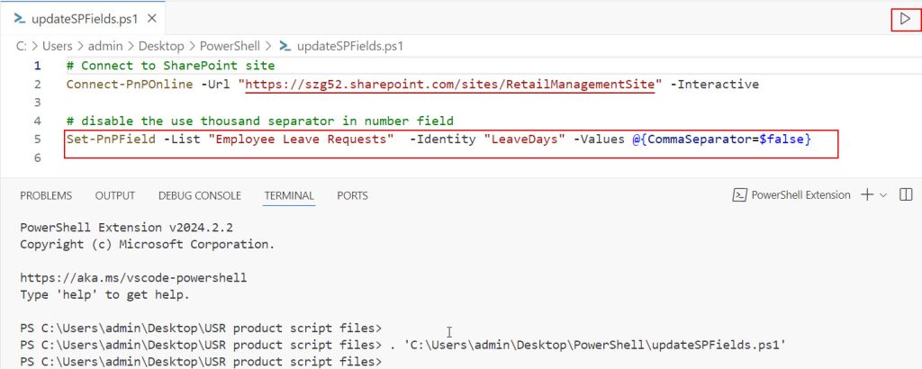 sharepoint list number column with out comma separtor using pnp power shell