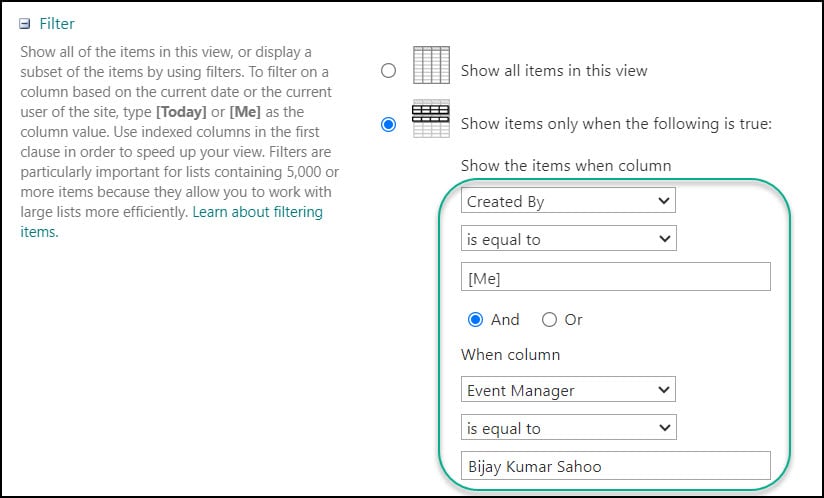 sharepoint list show only items assigned to user