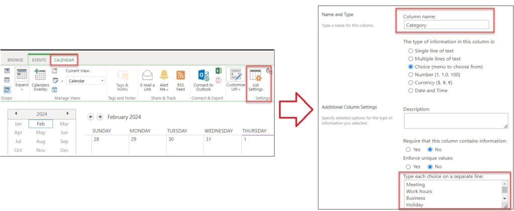 sharepoint online calendar color code