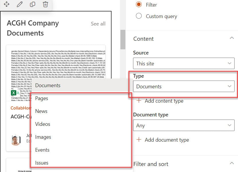 sharepoint online highlighted content web part