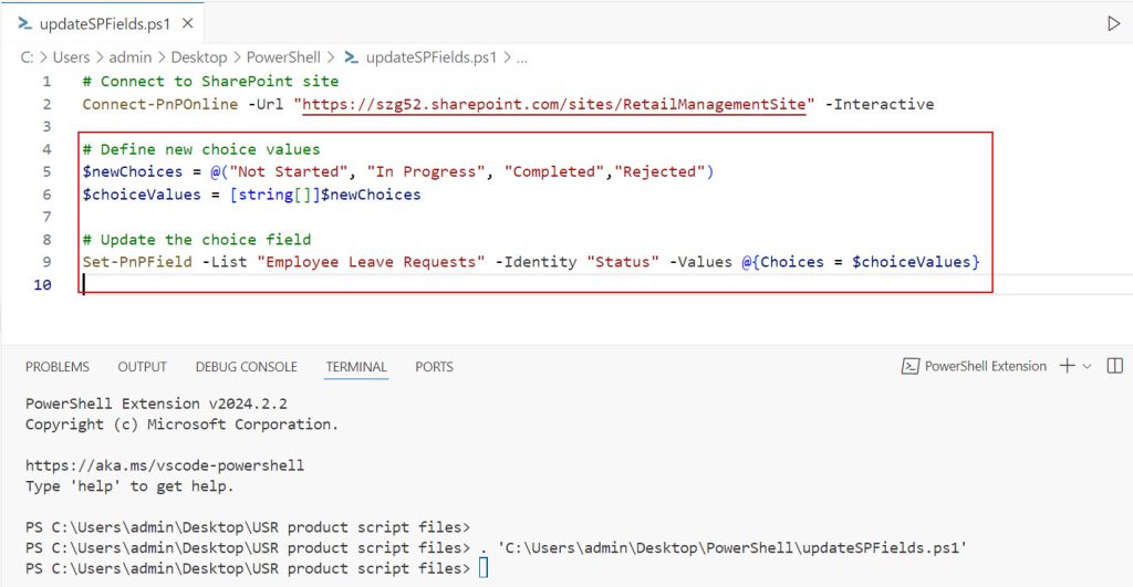 sharepoint powershell set choice field value