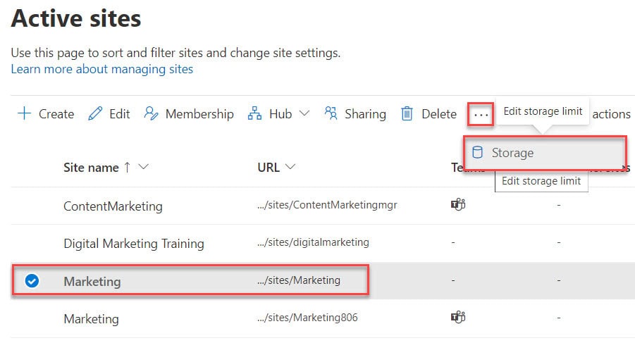 sharepoint site size limit