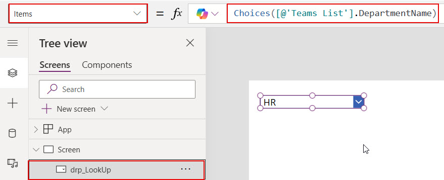 show sharepoint lookup column values in power apps dropdown 