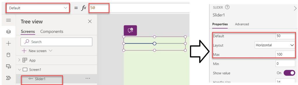 slider control in powerapps