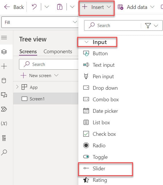 slider in powerapps