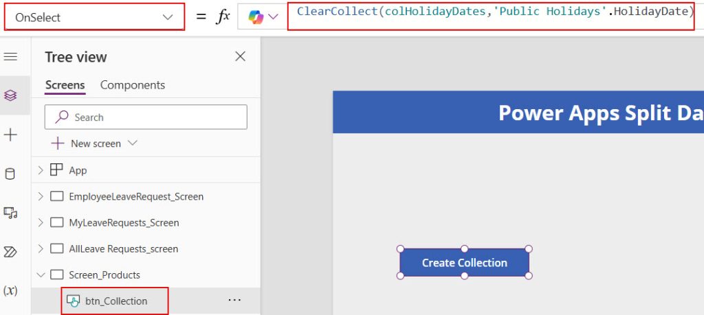 split date in powerapps