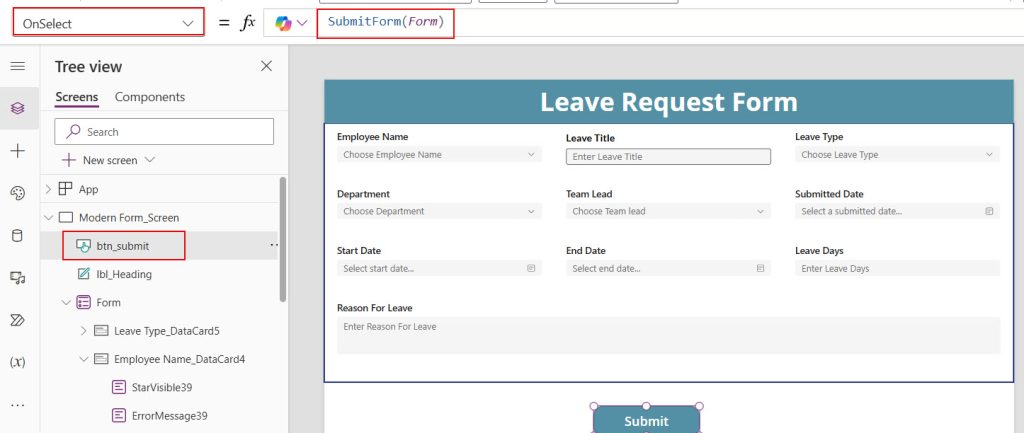 submit power apps modern form to sharepoint list