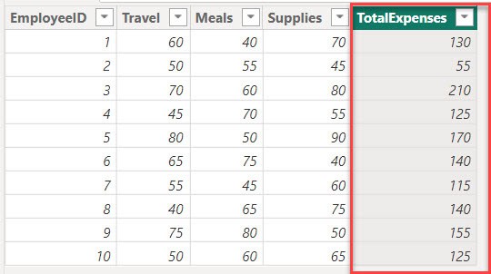 sum columns in power bi