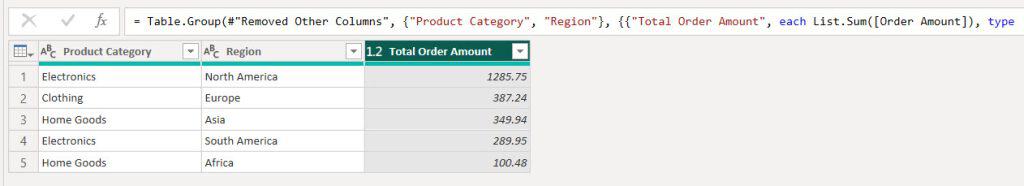 Sum Group By Multiple Columns in Power BI