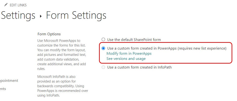 Switch to Power Apps customized SharePoint list form