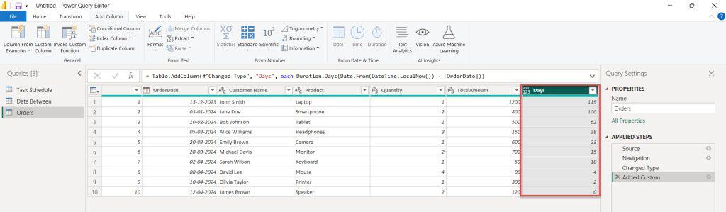 today date power query in Power BI