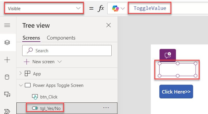 toggle button powerapps