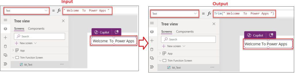 trim in powerapps