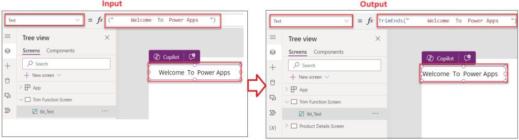 trimend in powerapps