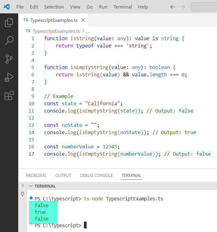 typescript check empty string